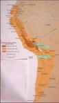 Mapa oblastí na ktorých sa rozprestierala Ríša Inkov